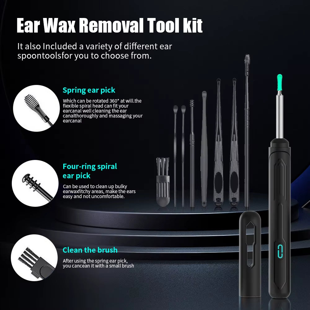 Ear Cleaner with Camera Set HD Ear Sticks Otoscope USB C Charging Endoscope Wax Removal Tool Earpick Ear Cleaning Set NK3 Pro